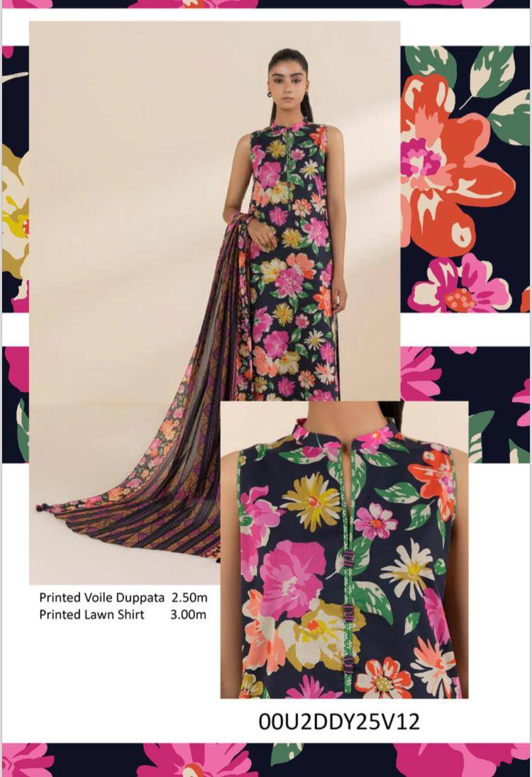 Sapphire Digital Printed Lawn 3pcs unstitched