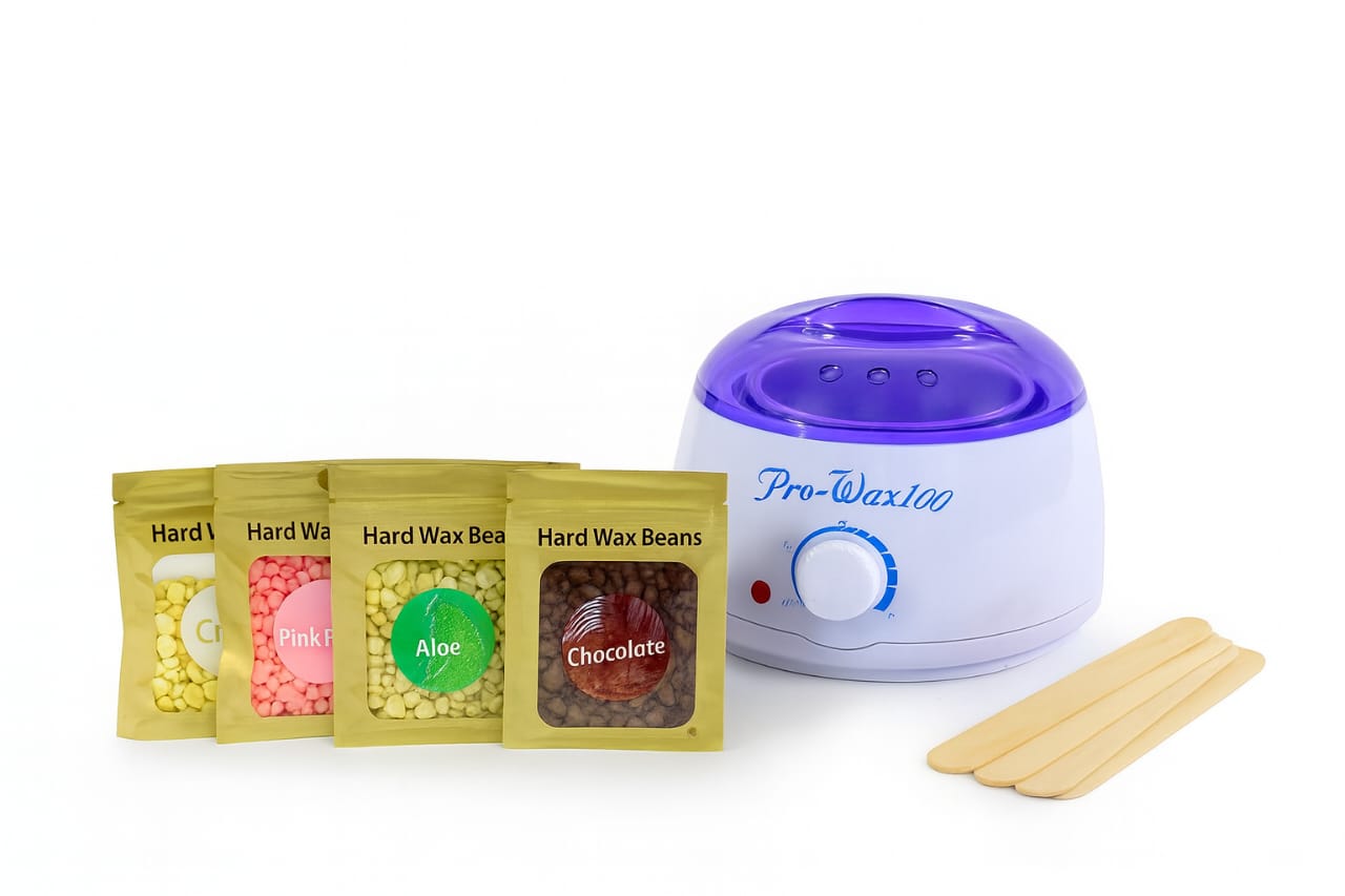 3 in 1 Hair Removal Kit - Wax Heater Warmer Machine with 3 Packet Hard Wax Beans Spatula Sticks