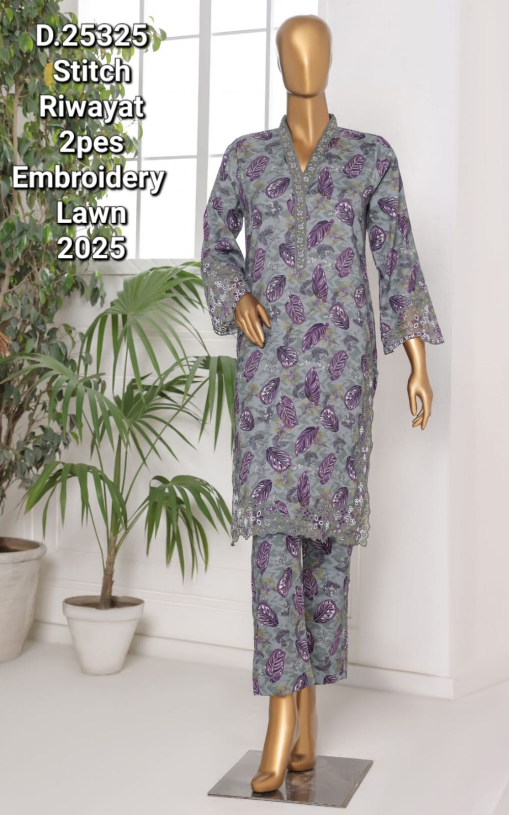 Riwayat Chiken Kari Embroided Co ords 2pcs Lawn Stitched