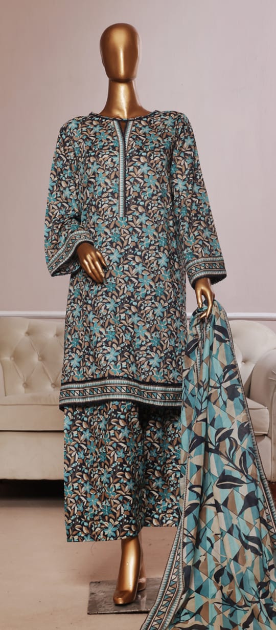 Bin Saeed Farshi Shalwar Printed Lawn 3pcs Stitched