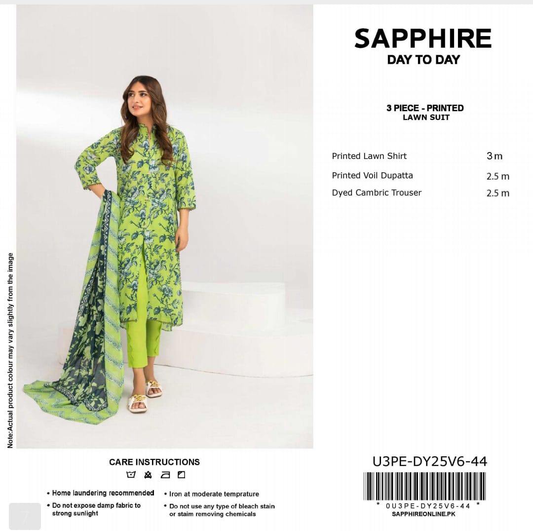 Sapphire Digital Printed Lawn 3pcs unstitched
