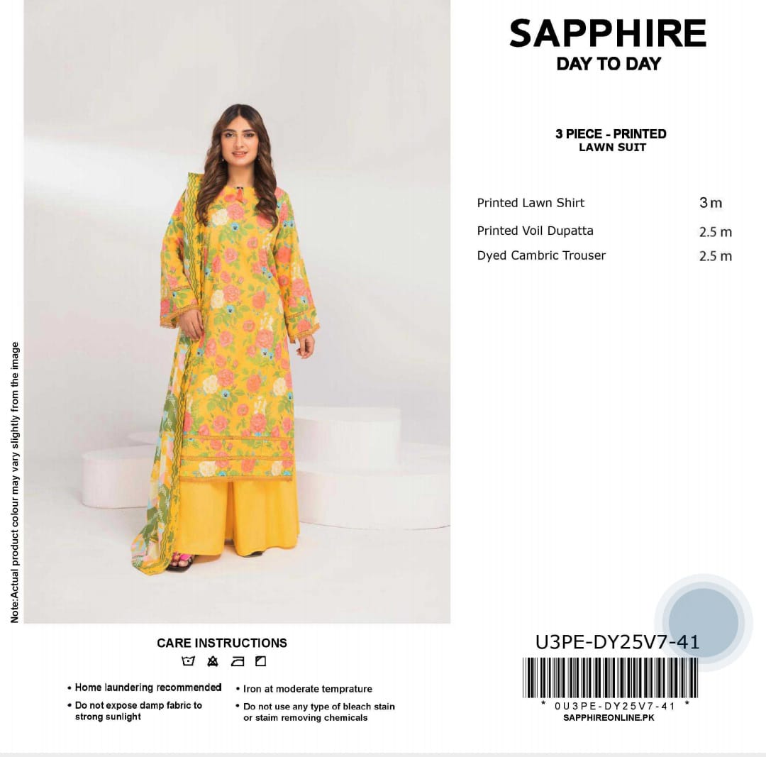 Sapphire Digital Printed Lawn 3pcs unstitched