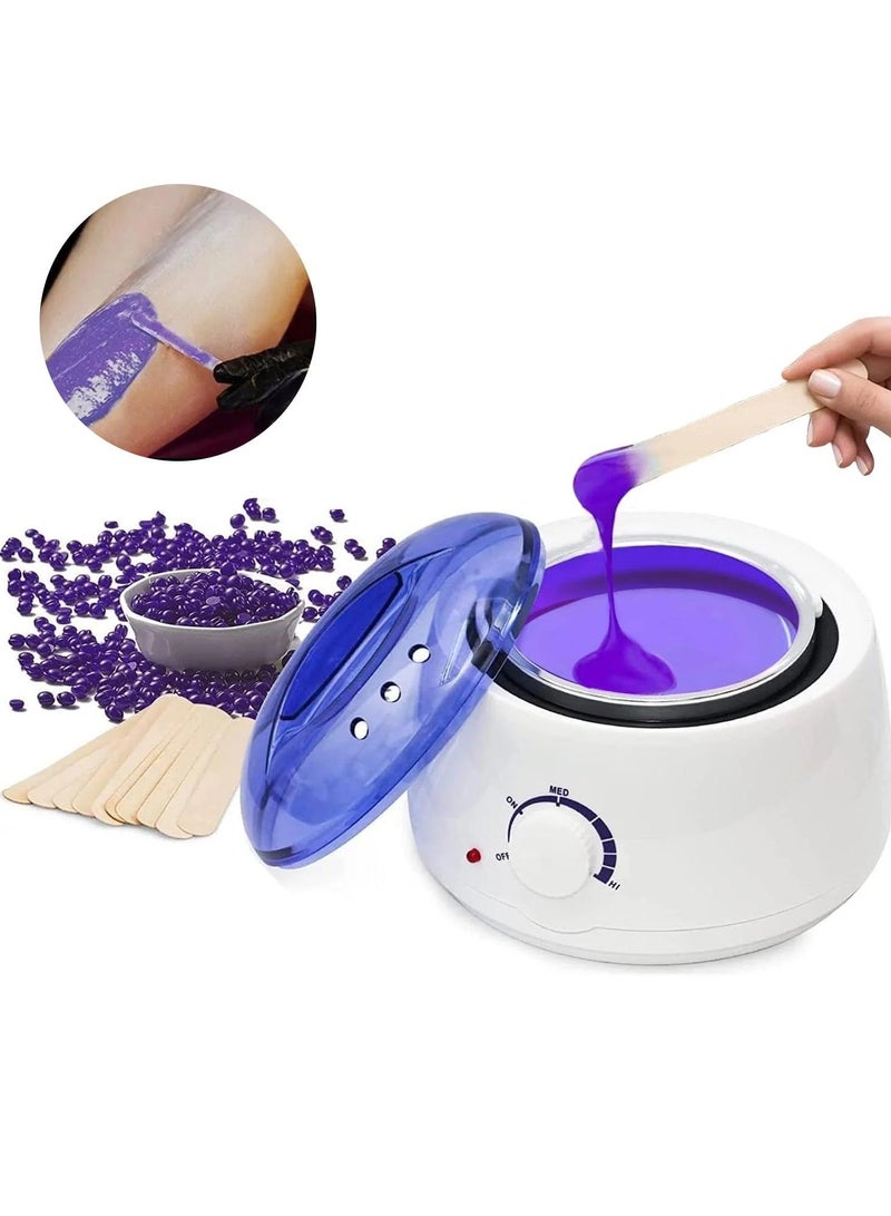 3 in 1 Hair Removal Kit - Wax Heater Machine with Wax Beans 400g & Spatula Sticks