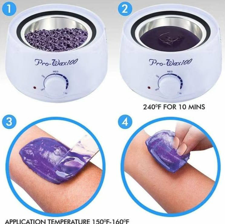 3 in 1 Hair Removal Kit - Wax Heater Machine with Wax Beans 400g & Spatula Sticks