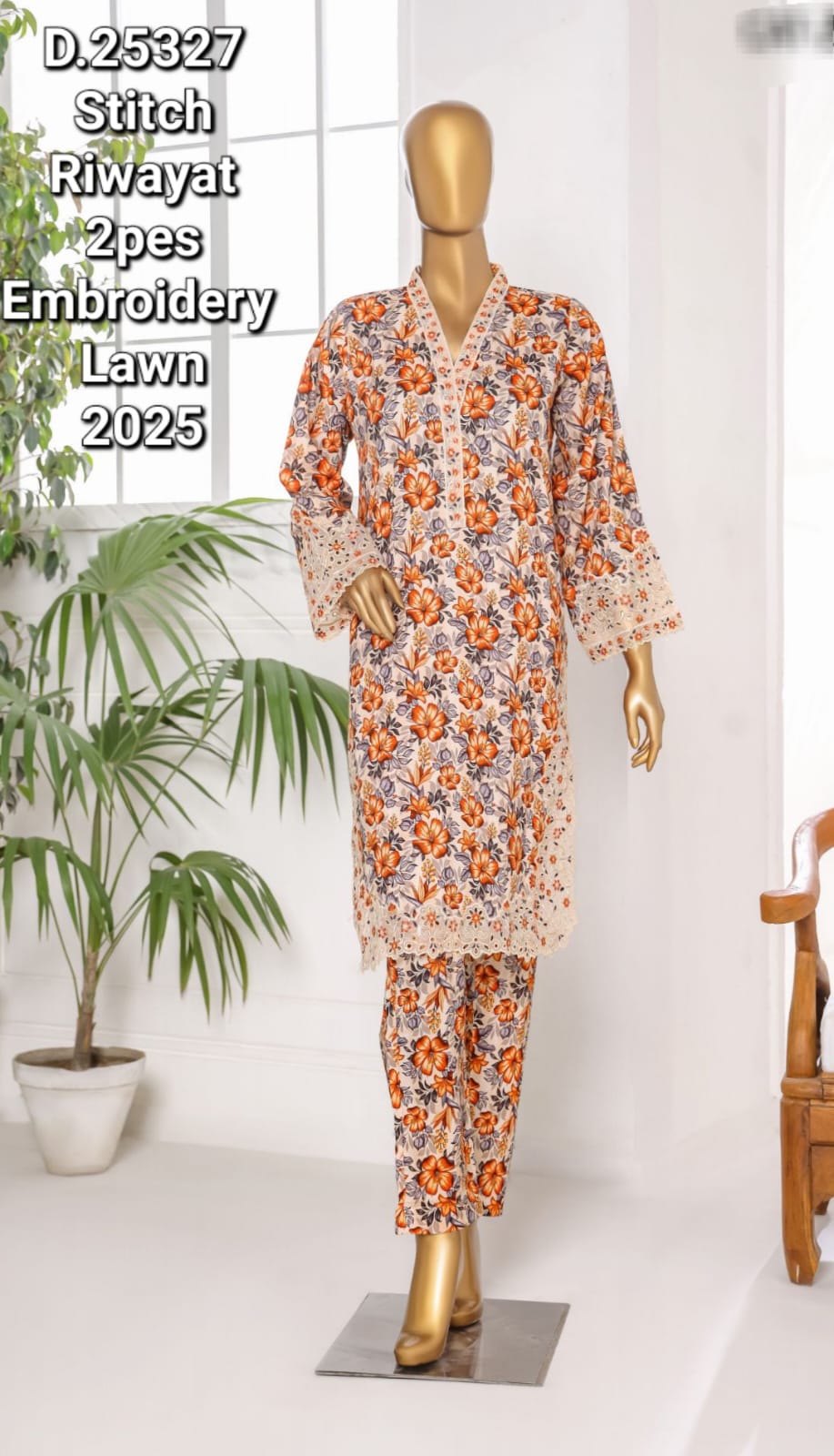 Riwayat Chiken Kari Embroided Co ords 2pcs Lawn Stitched