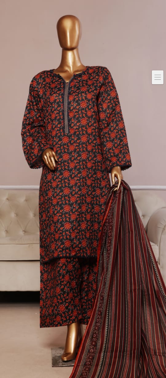 Bin Saeed Farshi Shalwar Printed Lawn 3pcs Stitched