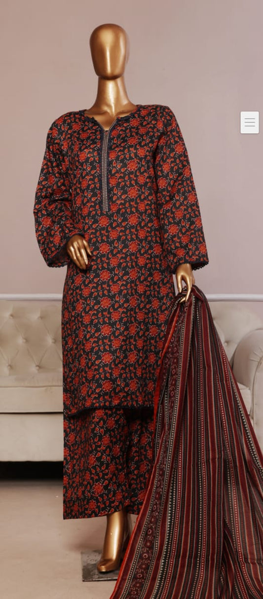 Bin Saeed Farshi Shalwar Printed Lawn 3pcs Stitched