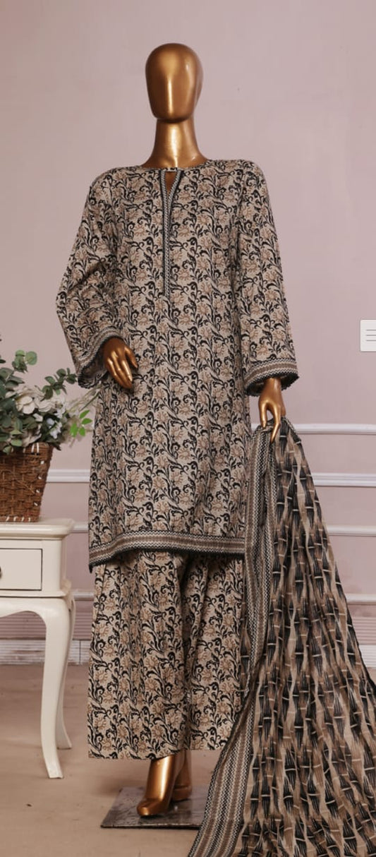Bin Saeed Farshi Shalwar Printed Lawn 3pcs Stitched