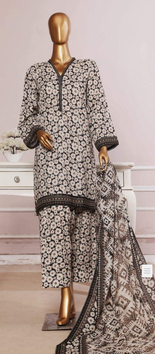 Bin Saeed Farshi Shalwar Printed Lawn 3pcs Stitched