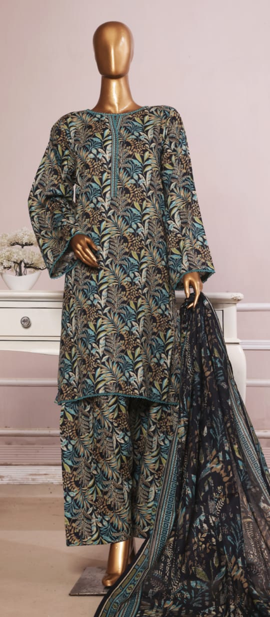 Bin Saeed Farshi Shalwar Printed Lawn 3pcs Stitched