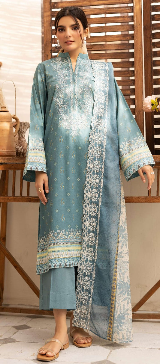 Motifz Embroided Shirt with Cutwork Embroided Duppata Lawn 3pcs Unstitched