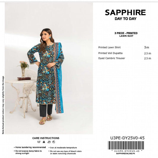 Sapphire Digital Printed Lawn 3pcs unstitched